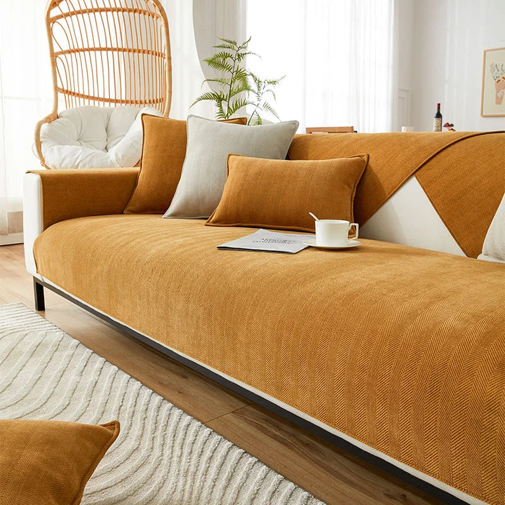 Herringbone Chenille Fabric Furniture Protector Sofa Cover |