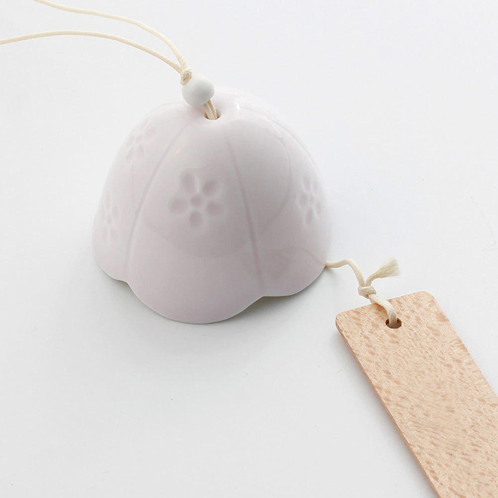 Japanese Ceramic Bells, Sakura Bell Rings, Hanging Garden Bells, Living Space Garden Decoration, White