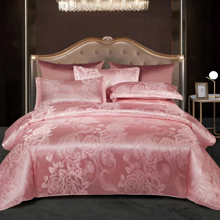 Satin Floral Bedding Set with Duvet Cover and Pillowcases