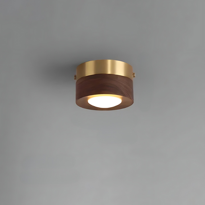 Walnut ceiling lamp with LED spotlight