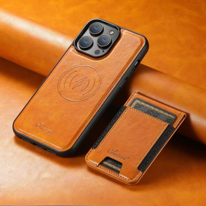 LuxCase Leather Phone Case with Card Slot and Stand – Suitable for iPhone