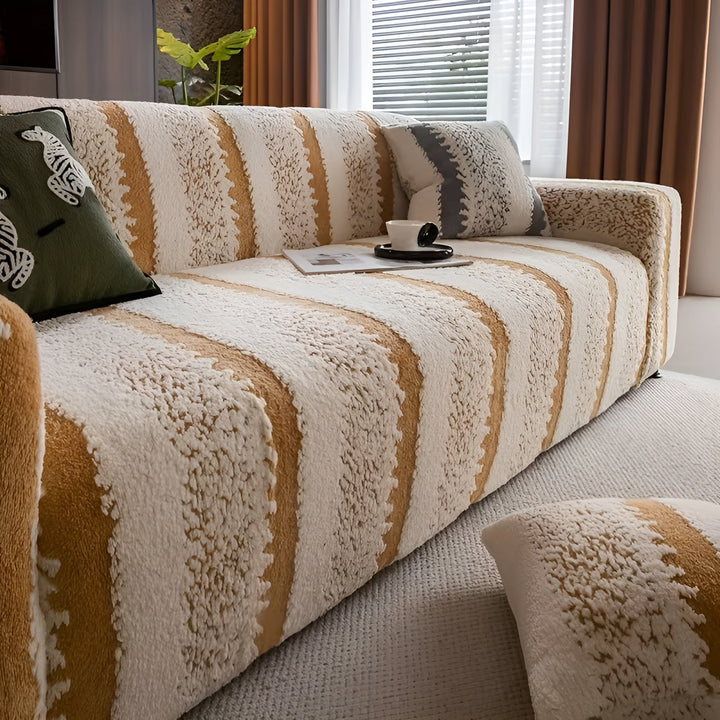 Plush sofa cover (2 pieces) – Soft, warm and decorative | Protects your sofa stylishly |
