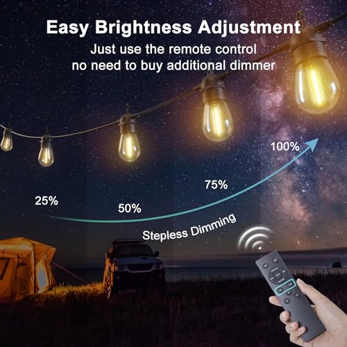 52FT Solar String Lights for Outdoor with Remote Control, Warm White