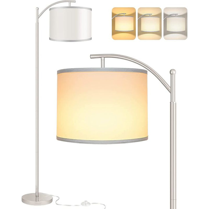 Floor lamp with 3 colour temperatures LED bulb, floor lamp high industrial floor lamp reading for bedroom, office, white lampshade included