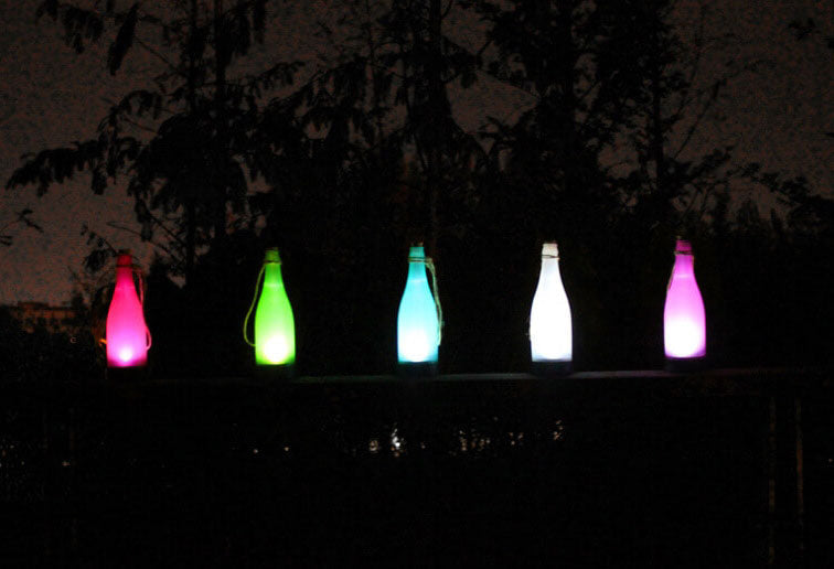 5 Piece Solar Wine Bottle Light Outdoor Decoration Plastic LED Hanging Light