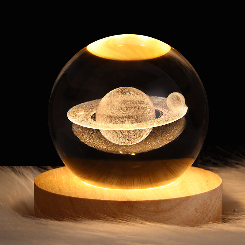 LED Night Light Galaxy Crystal Ball Table Lamp 3D Planet Moon Lamp Bedroom Home Decor For Kids Party Children&
