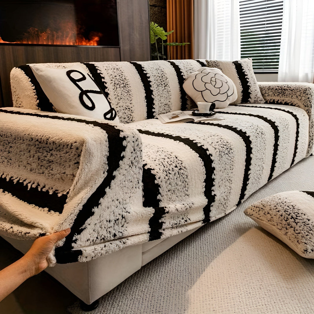 Plush sofa cover (2 pieces) – Soft, warm and decorative | Protects your sofa stylishly |