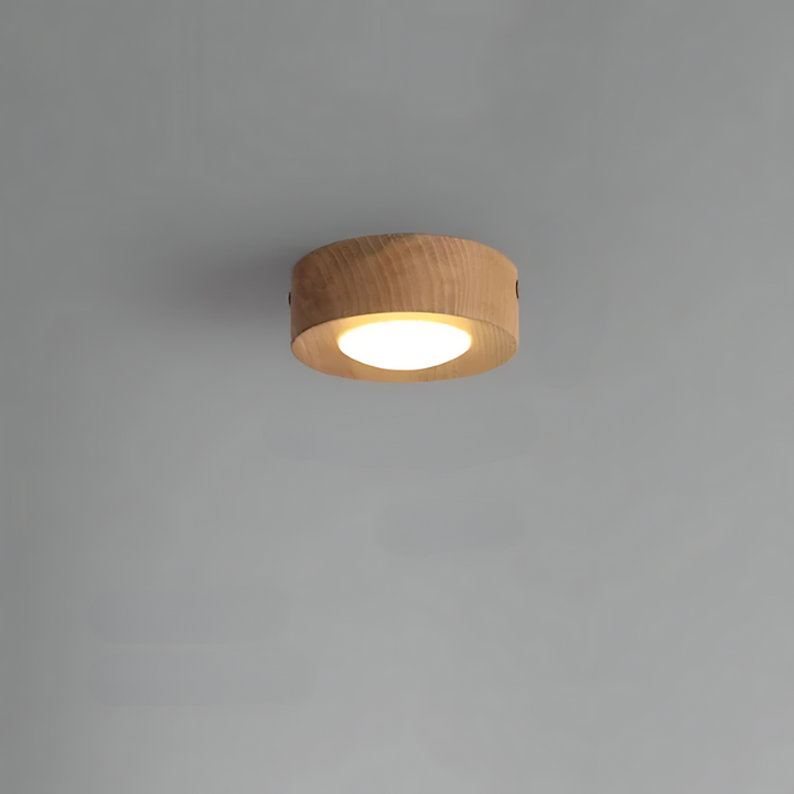 Walnut ceiling lamp with LED spotlight
