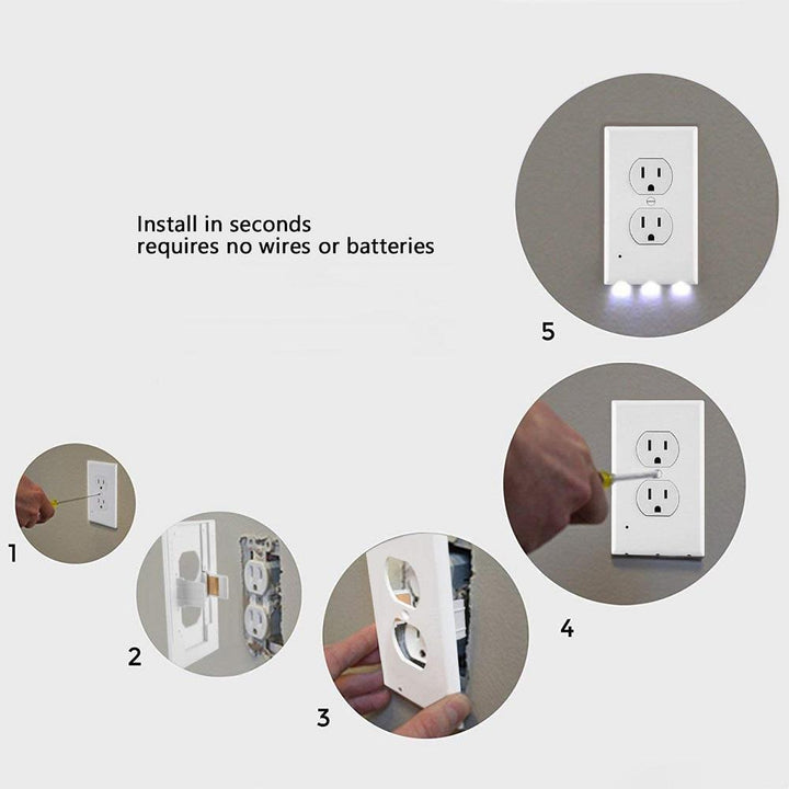 Outlet wall plate with LED night lights