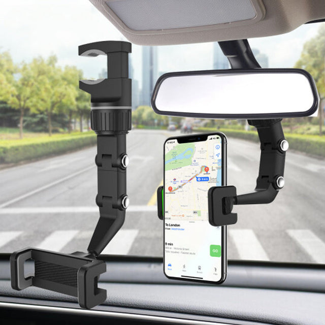 Multifunctional rearview mirror phone holder