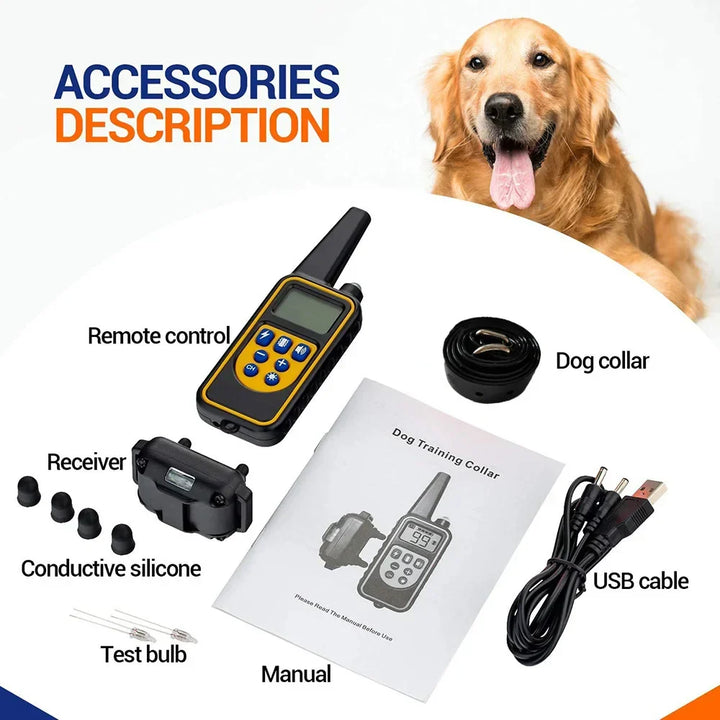 800M Rechargeable Electric Dog Training Collar | Waterproof, Remote Control &amp; Ideal for Effective Dog Training