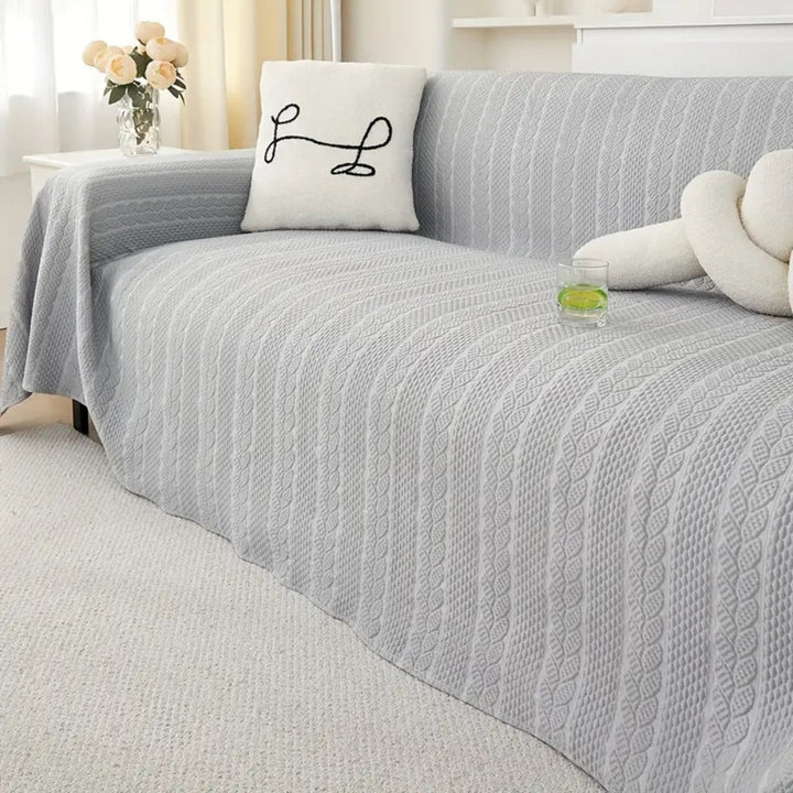 Tranquil Plush Leaf Sofa Cover