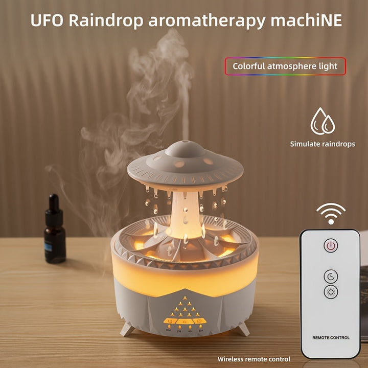 Relaxing Raindrop Aromatherapy Essential Oil Diffuser - LED Light &amp; Humidifier