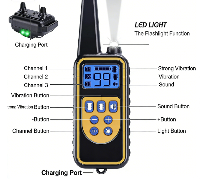 800M Rechargeable Electric Dog Training Collar | Waterproof, Remote Control &amp; Ideal for Effective Dog Training