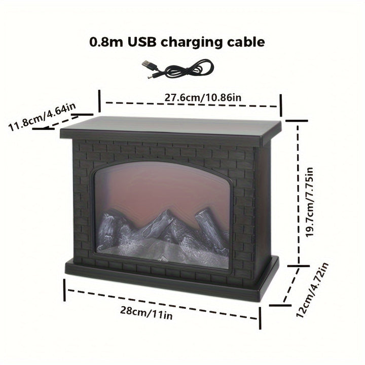 Cozy rectangular fireplace lantern stove lamp - Realistic simulation flame lights