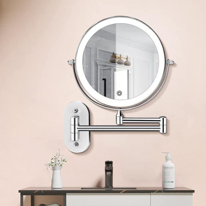 Illuminated wall mirror with 10x magnification and USB charging function |