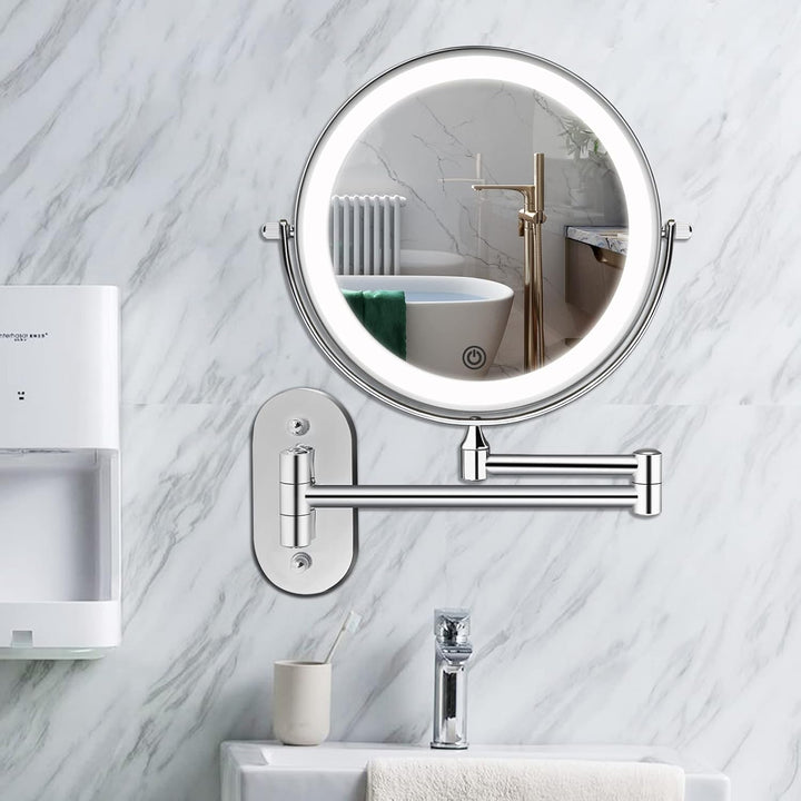 Illuminated wall mirror with 10x magnification and USB charging function |