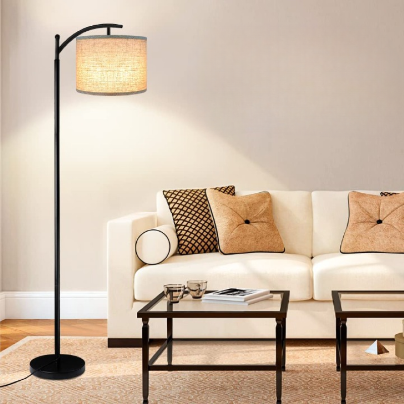 Floor lamp with 3 colour temperatures LED bulb, floor lamp high industrial floor lamp reading for bedroom, office, white lampshade included