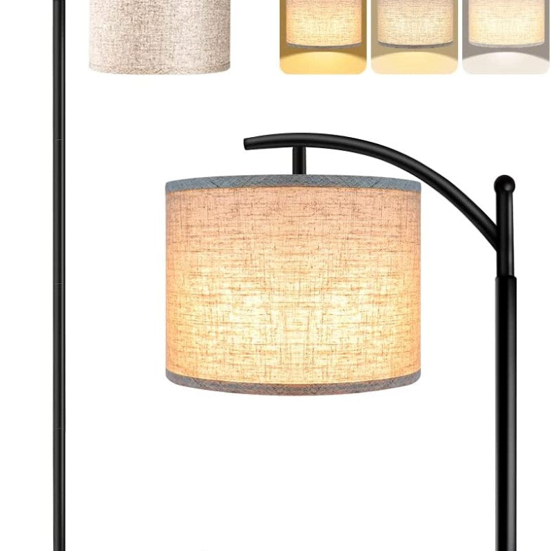Floor lamp with 3 colour temperatures LED bulb, floor lamp high industrial floor lamp reading for bedroom, office, white lampshade included