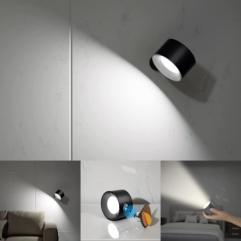 LED Wall Lights, Wall-mounted Lamps with Rechargeable Battery, 3 colour Temperatures &amp; 3 Brightness Levels, 360° Rotatable Magnetic Ball, Wireless Wall Lights for Study, Reading, Nightstand