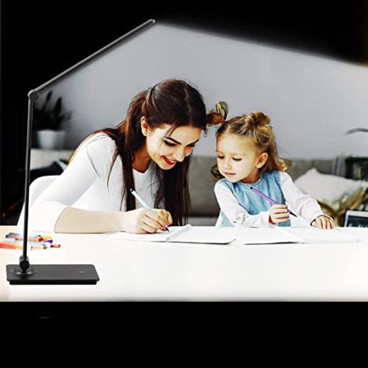 LED desk lamp, touch control desk lamp with 3 brightness levels, dimmable office lamp with adjustable arm, foldable table lamp for desk bedroom nightstand office