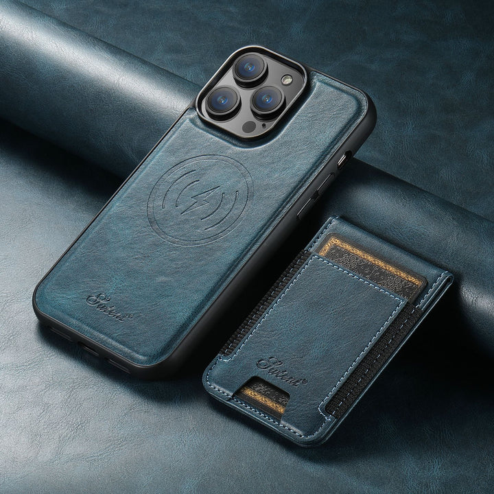 Leather phone case with card holder and MagSafe compatibility