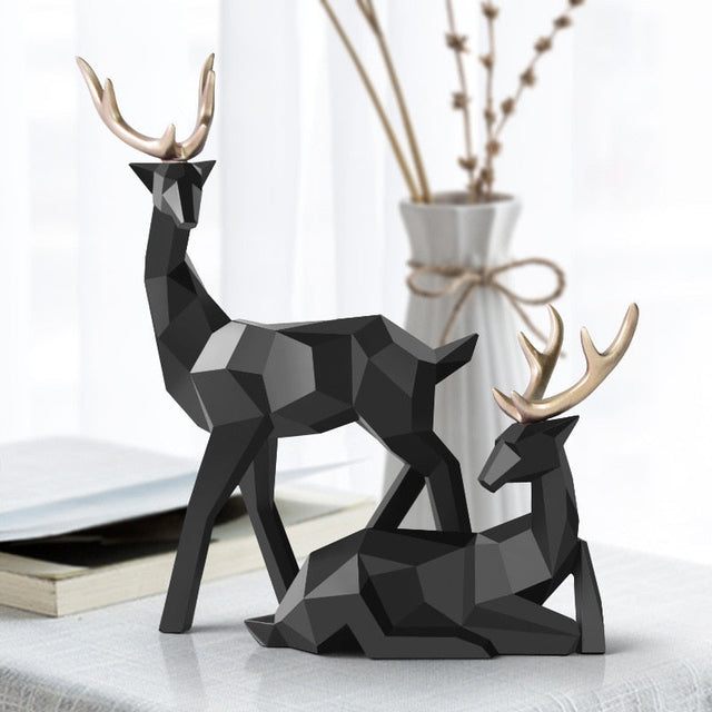 Abstract Deer Figures Pair