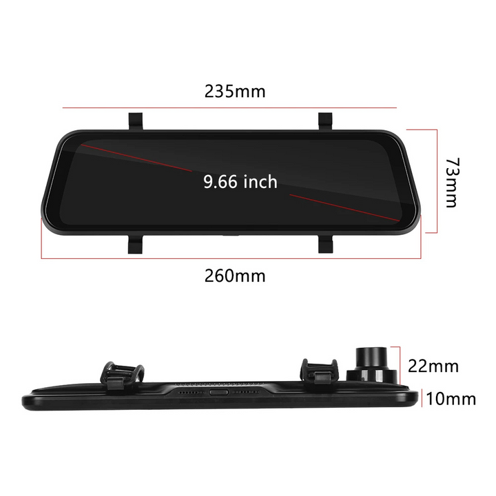VisionMirror Pro – Ultra HD Mirror Dash Cam with Wireless CarPlay &amp; Android Auto