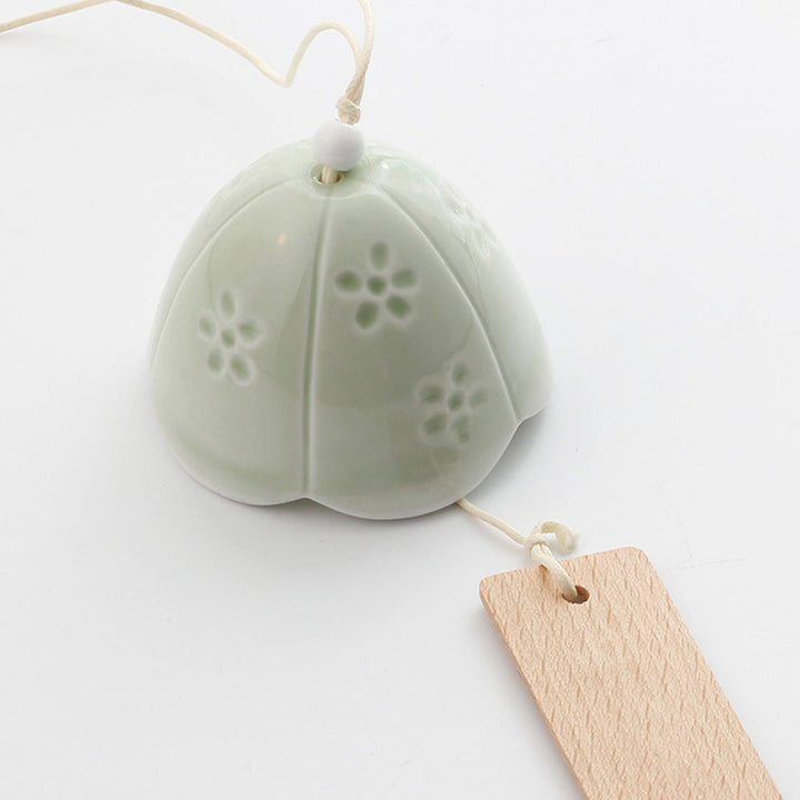 Japanese Ceramic Bells, Sakura Bell Rings, Hanging Garden Bells, Living Space Garden Decoration, White