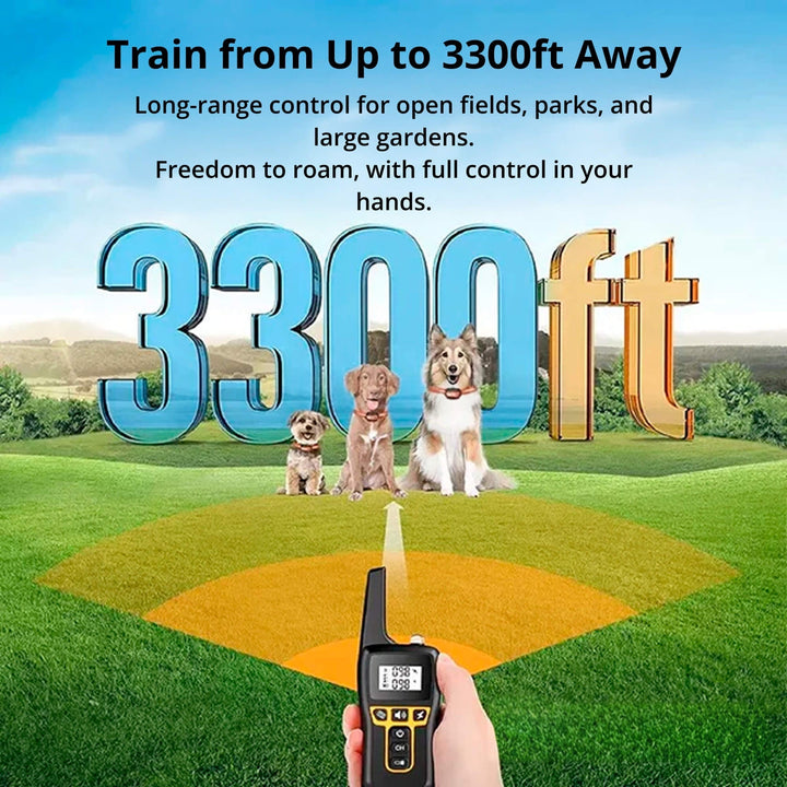 1000m Waterproof Dog Training Collar | Rechargeable, Remote Control &amp; Adjustable for Small, Medium, and Large Dogs
