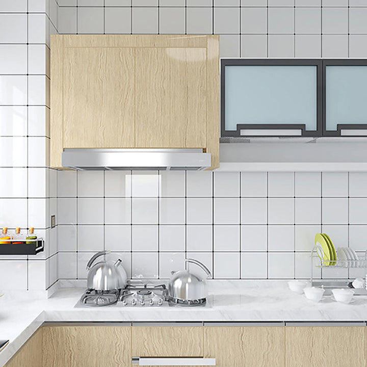 White Peel &amp; Stick Tile Mirror Plastic Grid Wallpaper for Kitchen and Bathroom