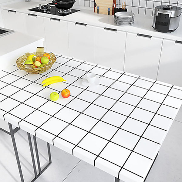White Peel &amp; Stick Tile Mirror Plastic Grid Wallpaper for Kitchen and Bathroom