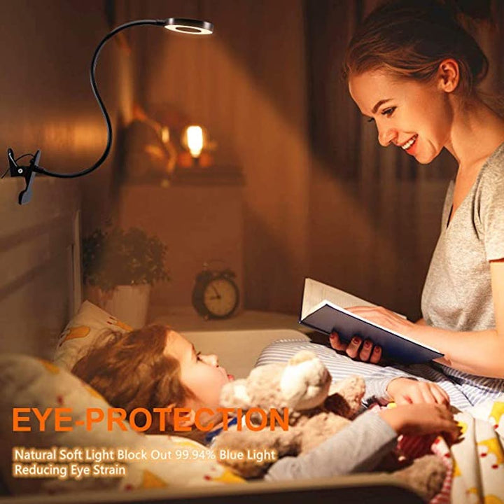 Clip-on Light - Reading lamp with 48 LEDs, 3 colour modes and 10 brightness levels, eye protection and flexible gooseneck