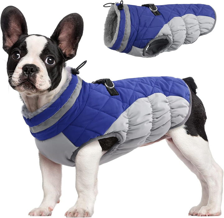 SafeWalk Winter Harness Jacket – Waterproof dog jacket with reflection and fleece lining