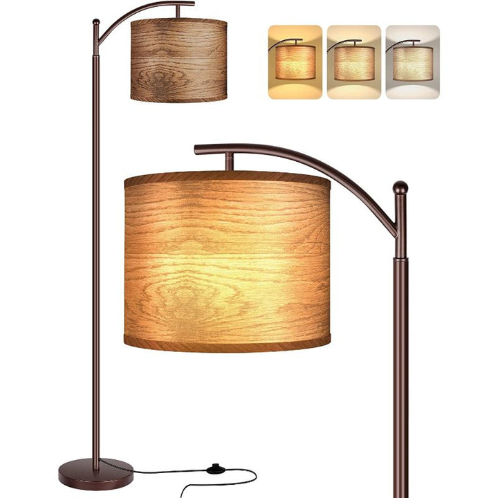 Floor lamp with 3 colour temperatures LED bulb, floor lamp high industrial floor lamp reading for bedroom, office, white lampshade included