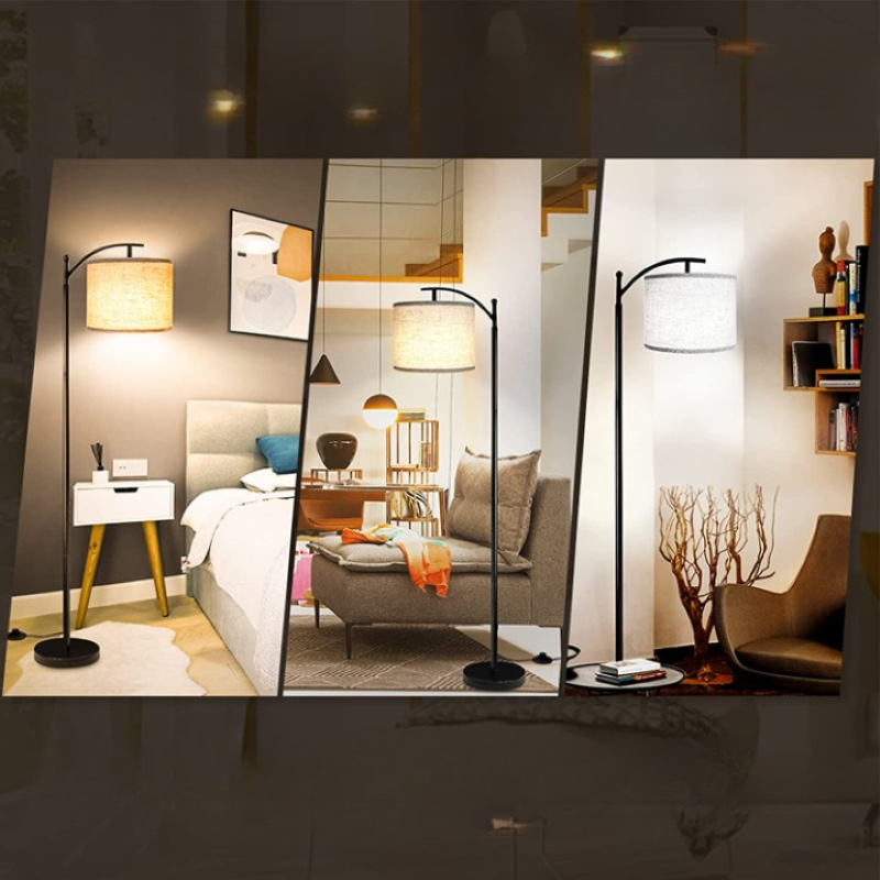 Floor lamp with 3 colour temperatures LED bulb, floor lamp high industrial floor lamp reading for bedroom, office, white lampshade included