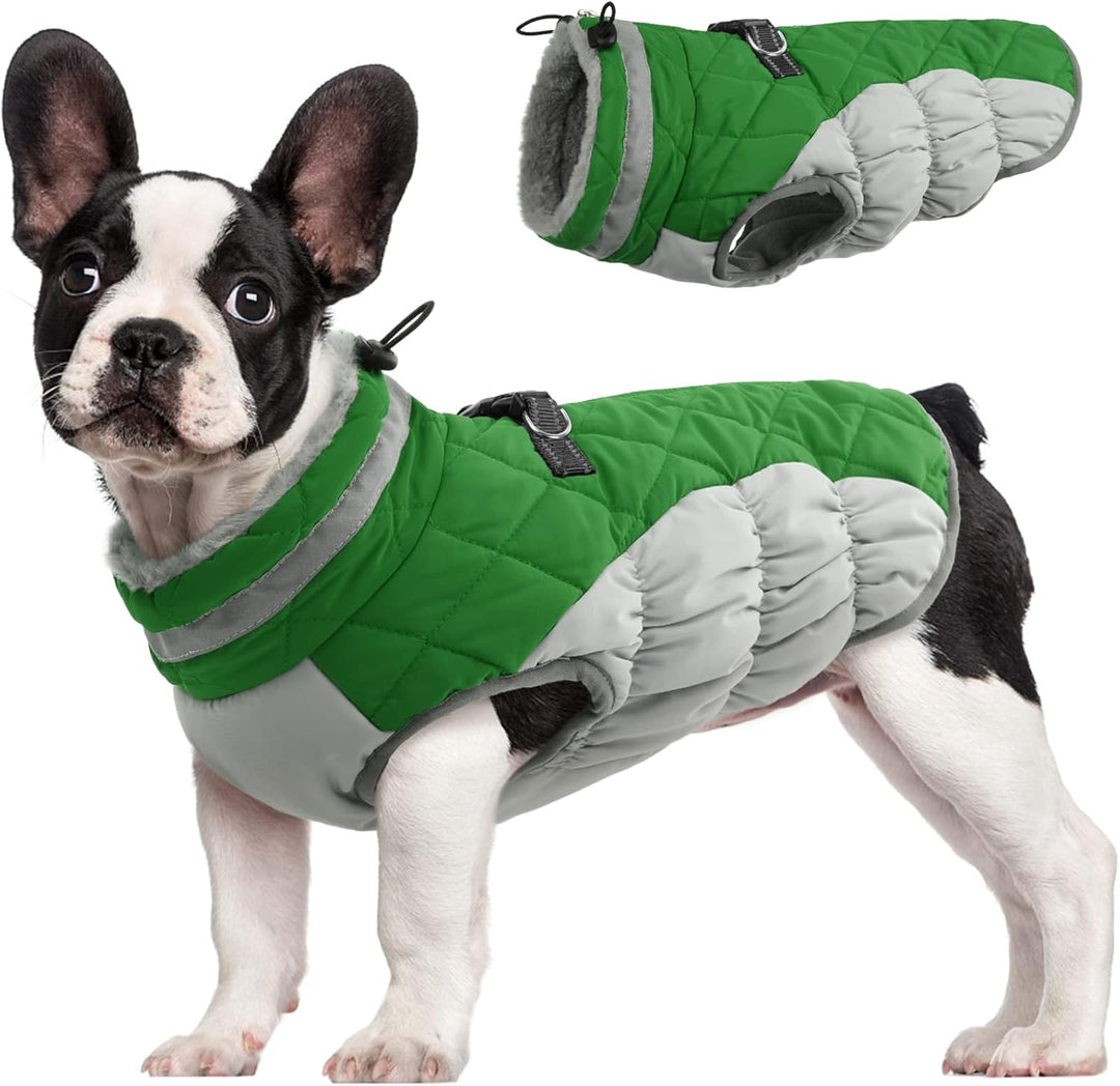 SafeWalk Winter Harness Jacket – Waterproof dog jacket with reflection and fleece lining