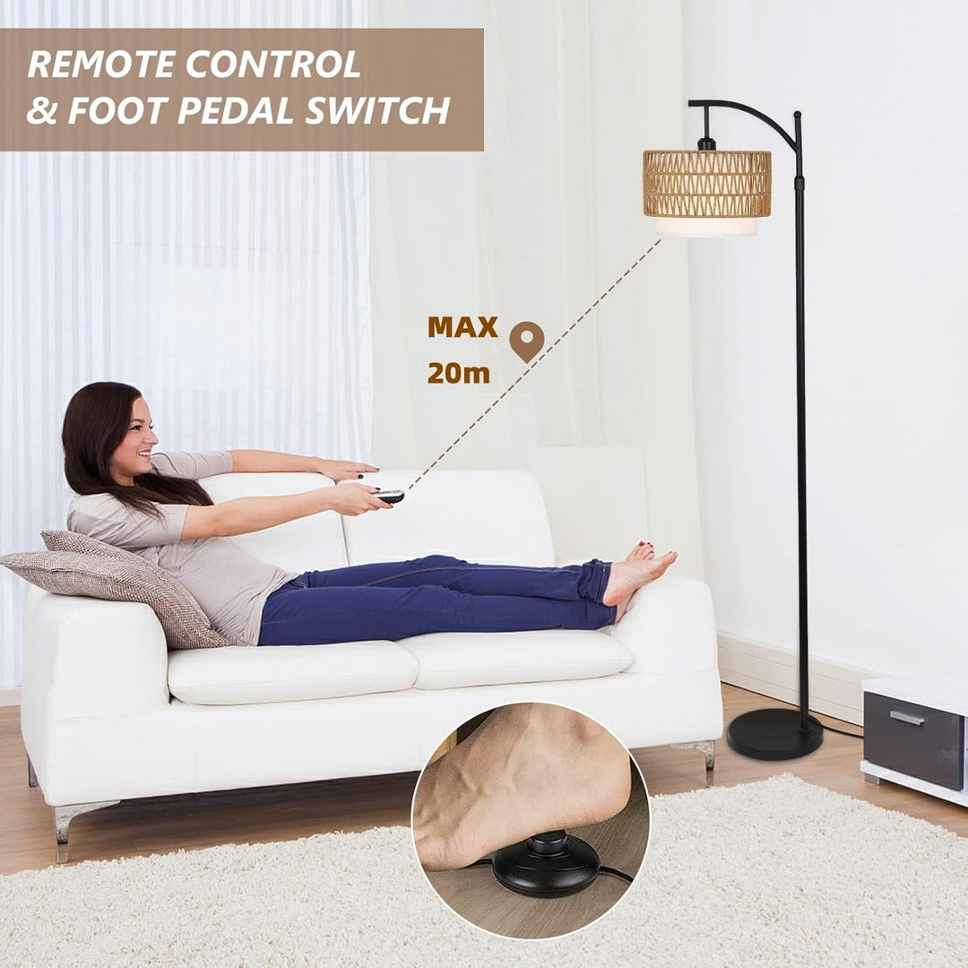 Arc Floor Lamp with Remote Control &amp; Dual Shades – Norvella