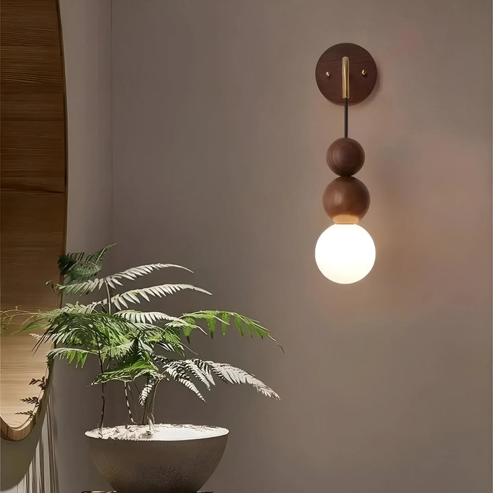 GlowHaven – Walnut &amp; Brass Accent Wall Light