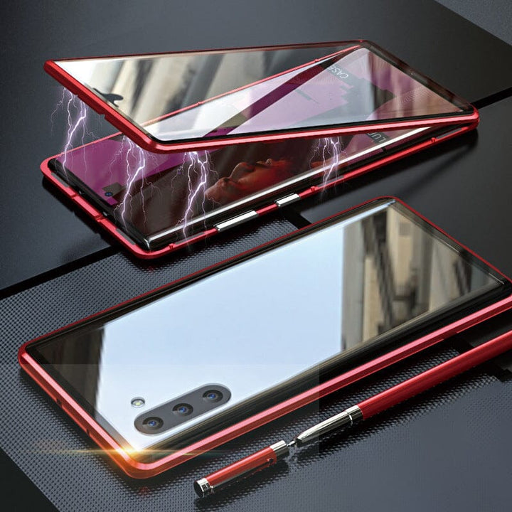 Magnetic tempered glass double-sided phone case for Samsung