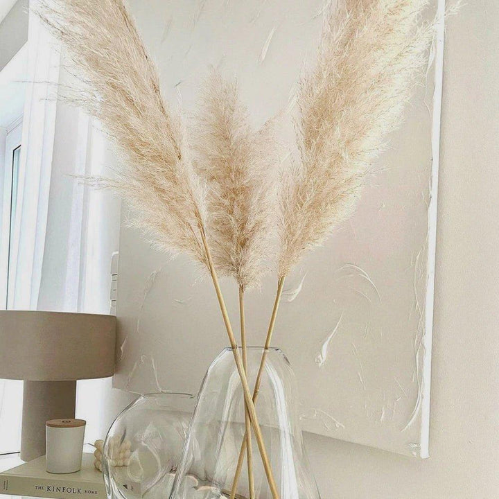 80 cm natural, real dried pampas grass bouquet (white / beige / grey) │ fluffy feather for modern boho home decor