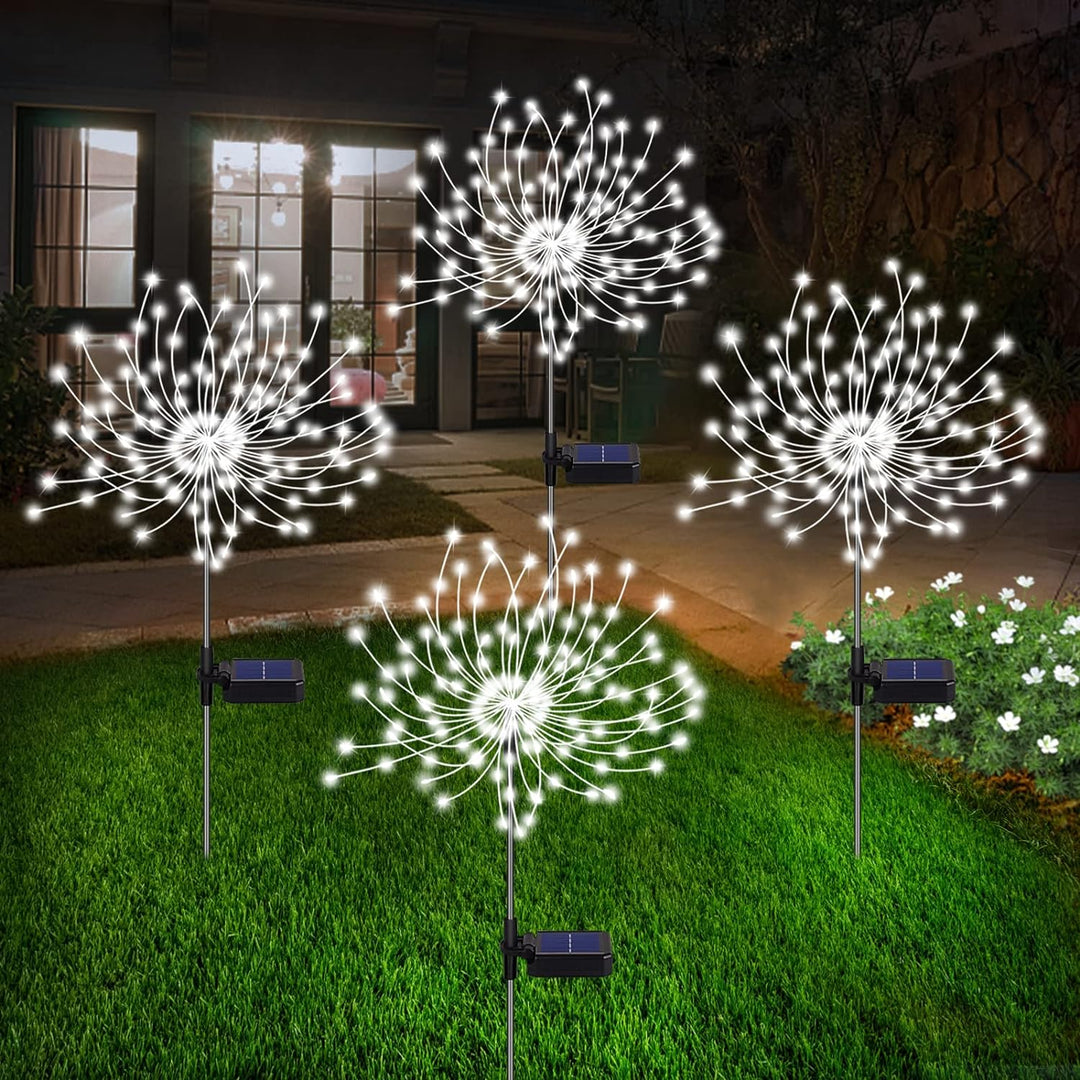 4 Piece Solar Firework Garden Lights - Weatherproof LED Decorative Lighting, Solar Energy for Garden and Patio