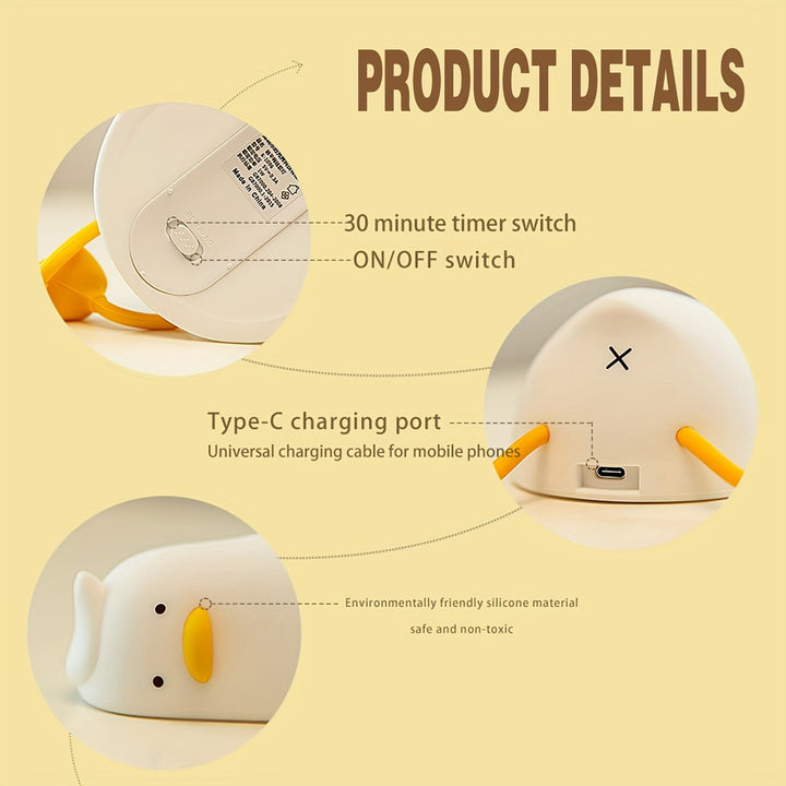 Sleeping Duck Lamp - Rechargeable Dimmable Silicone Night Light