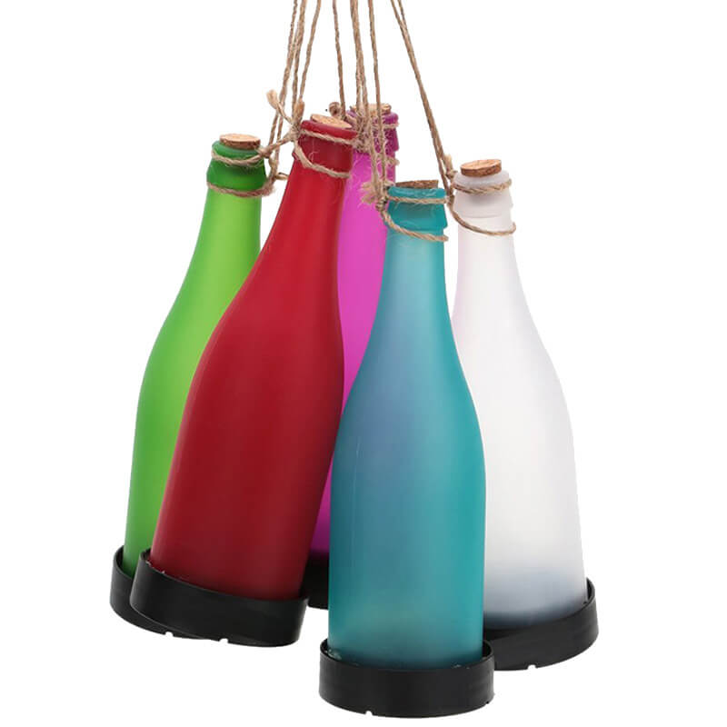 5 Piece Solar Wine Bottle Light Outdoor Decoration Plastic LED Hanging Light