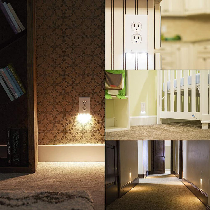 Outlet wall plate with LED night lights