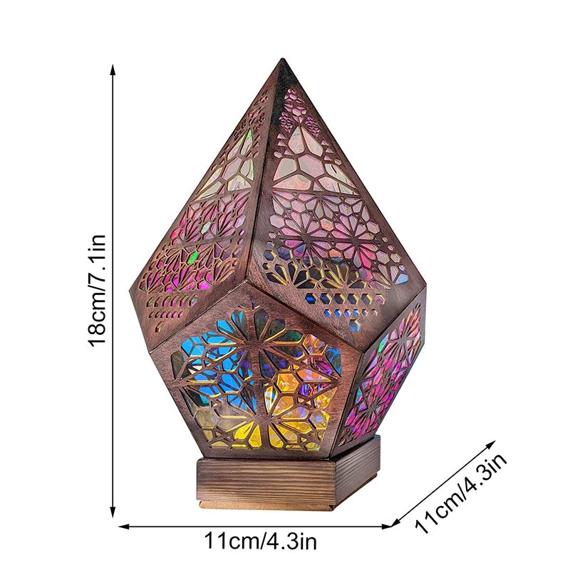 Bohemian Polar Star Wooden Floor Lamp, LED colourful Star Projector |