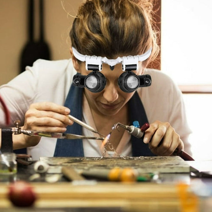 Magnifying glasses with LED lamps for double eyes