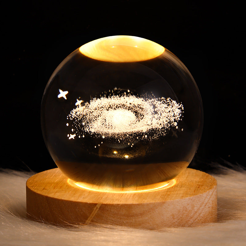 LED Night Light Galaxy Crystal Ball Table Lamp 3D Planet Moon Lamp Bedroom Home Decor For Kids Party Children&