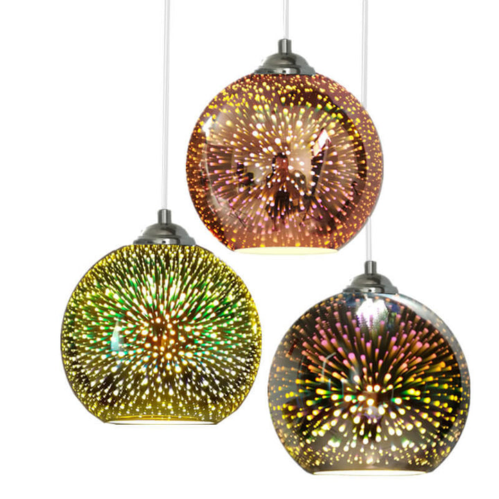Modern creative 3D colourful firework glass 1-light dome pendant lamp