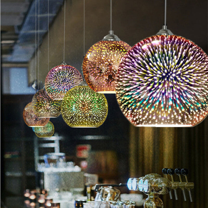 Modern creative 3D colourful firework glass 1-light dome pendant lamp